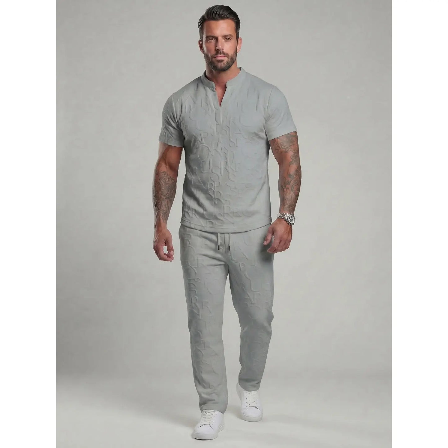 KZZ letter T-shirt and drawstring pants spring and summer casual set