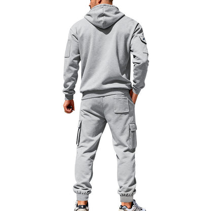 KZZ Men's Winter Fleece-Lined Hoodie & Drawstring Pants Set