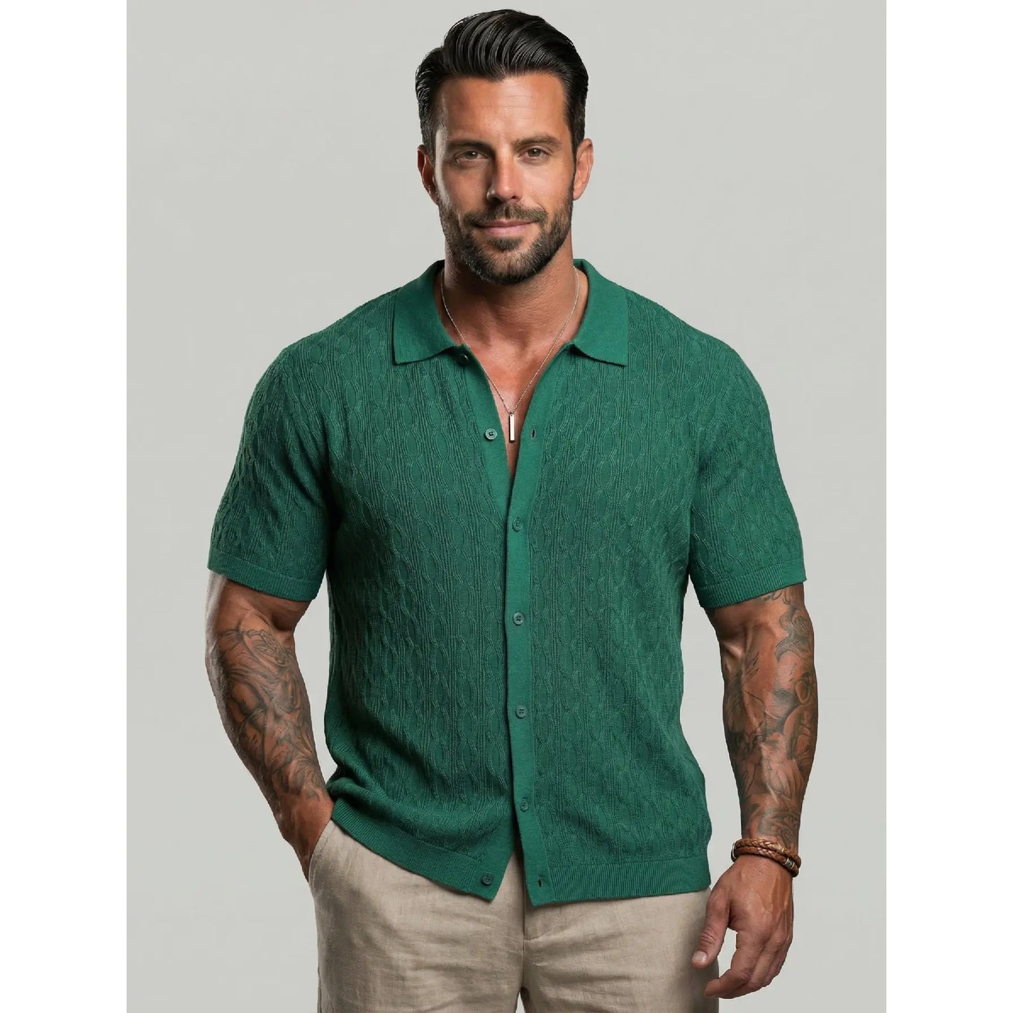 KZZ Men's casual button-down cardigan