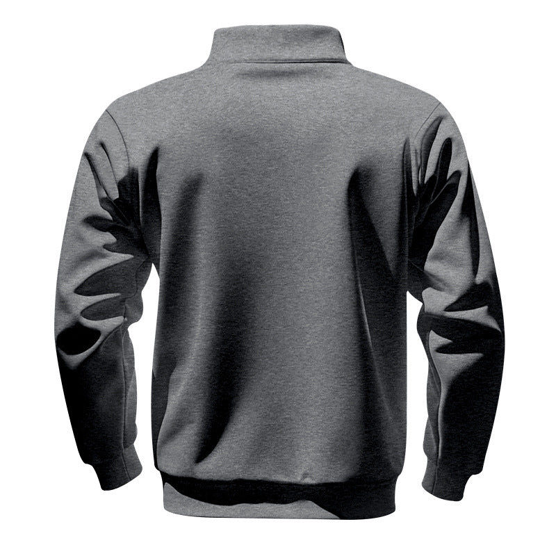 KZZ Men's Solid Half Zip Up Sweatshirt Loose Casual Long Sleeve