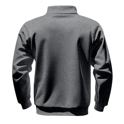 KZZ Men's Solid Half Zip Up Sweatshirt Loose Casual Long Sleeve