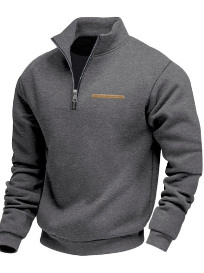 KZZ Men's Solid Half Zip Up Sweatshirt Loose Casual Long Sleeve