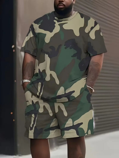 KZZ Men's Summer Casual Camouflage Set