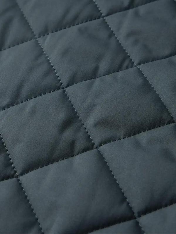 KZZ Men's Plain Quilted Zip Up Pocket Winter Coat