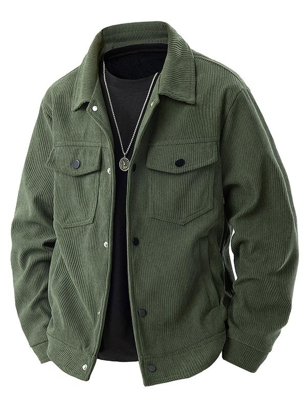 KZZ Men's Corduroy Jacket - Autumn/Winter Warm Collar Casual Coat