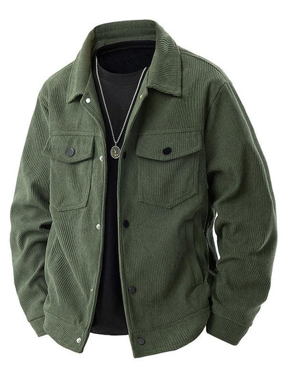 KZZ Men's Corduroy Jacket - Autumn/Winter Warm Collar Casual Coat