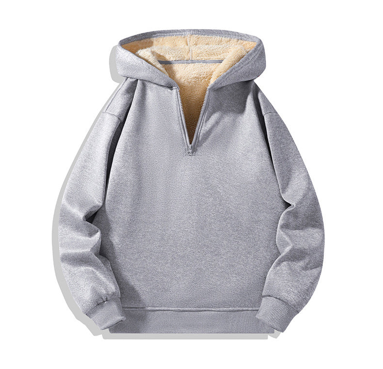KZZ Men's Casual Pullover Sweatshirt, Half-Zip with Thickened Quarter-Zip, Fleece Lining