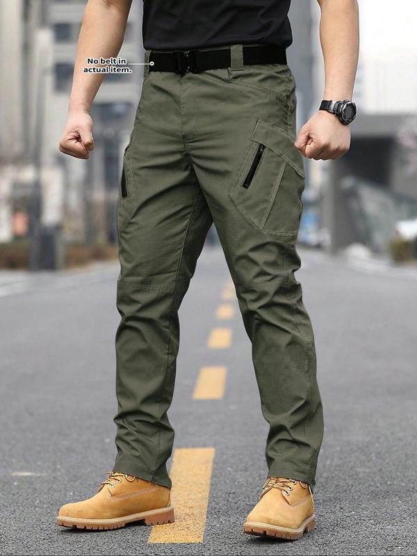 KZZ Men's Solid Color Flap Pocket Zipper Fly Cargo Pants without Belt Accessories