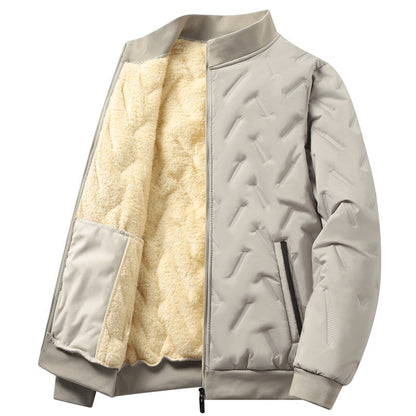 KZZ Men's Warm Fleece Lined Jacket with Zipper Closure ,Casual Sports Coat