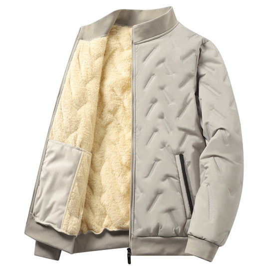 KZZ Men's Warm Fleece Lined Jacket with Zipper Closure ,Casual Sports Coat