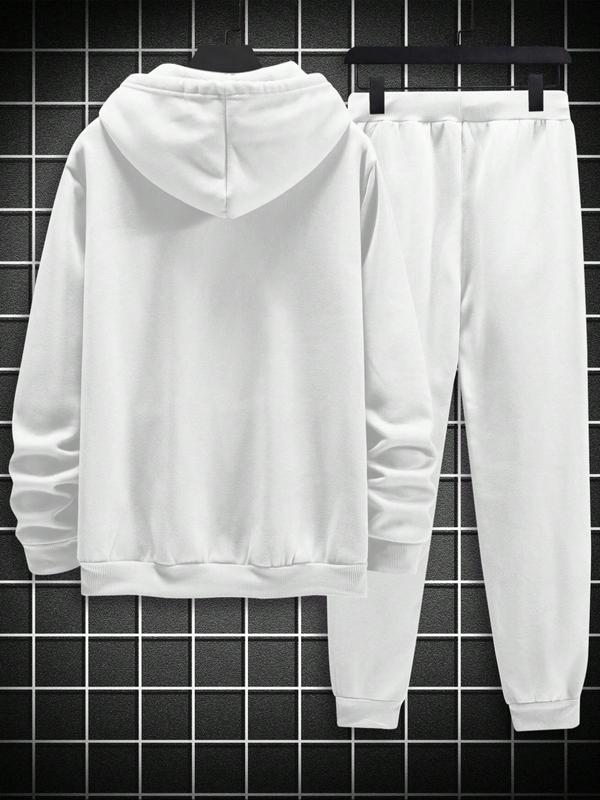 KZZ Men's Fleece Jogger Set, Hooded Sweatshirt & Drawstring Pants