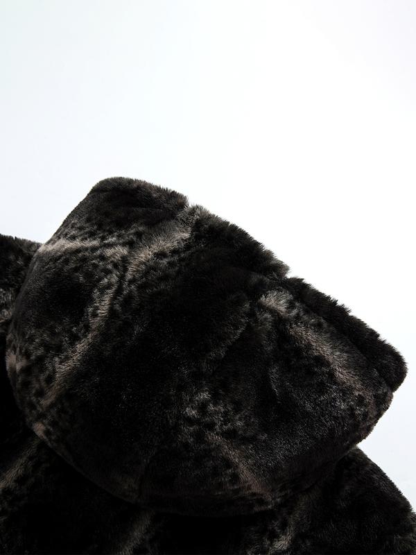 KZZ Men's Winter Fashion Fleece Jacket, Trendy Leopard Print Double-Sided Warm Coat