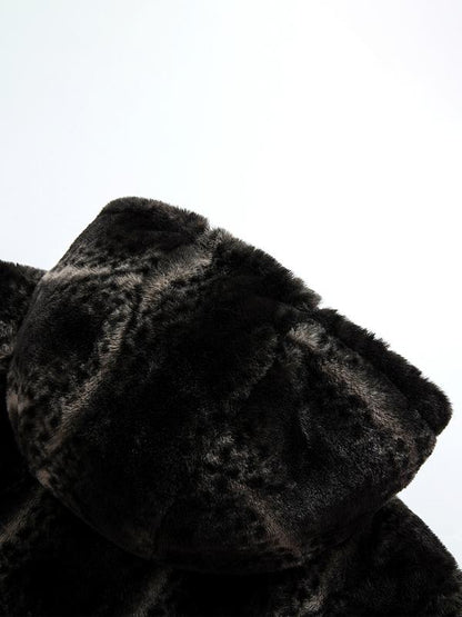 KZZ Men's Winter Fashion Fleece Jacket, Trendy Leopard Print Double-Sided Warm Coat