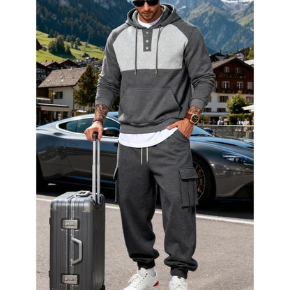 KZZ Men's Winter Heavyweight Fleece Hoodie Set