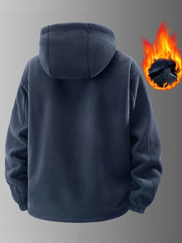 KZZ Men's Heavyweight Double Sided Fleece Jacket with Full Zip Closure & Hood Thick Winter Warm Coat