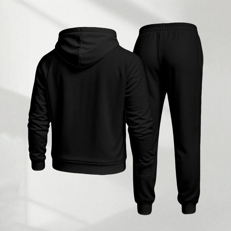 KZZ Men's Blessed Cross Letter Pattern Print Hoodie and Drawstring Sweatpants Set