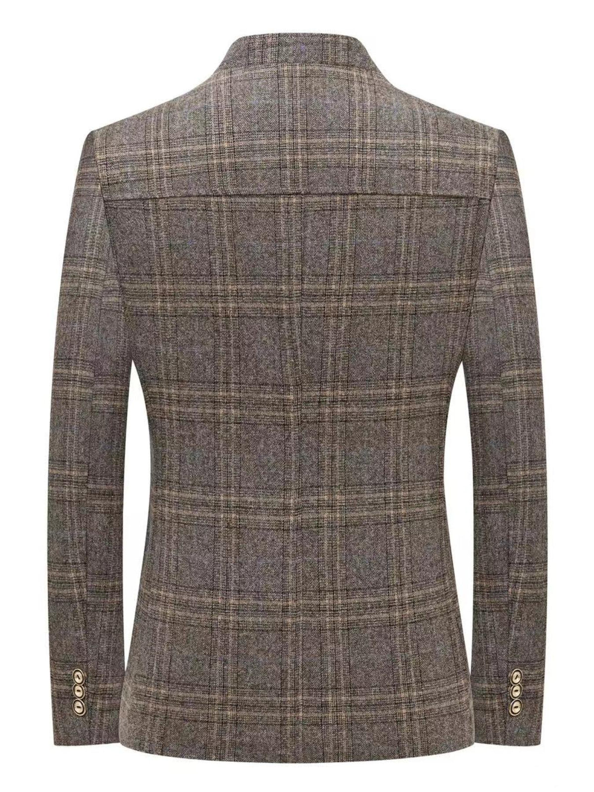 KZZ Men's Plaid Single-Breasted Blazer