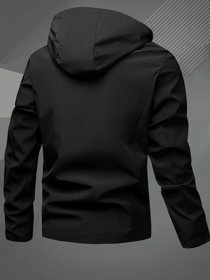 KZZMen's Heavyweight Full-Zip Hooded Jacket Windproof High-Quality Coat