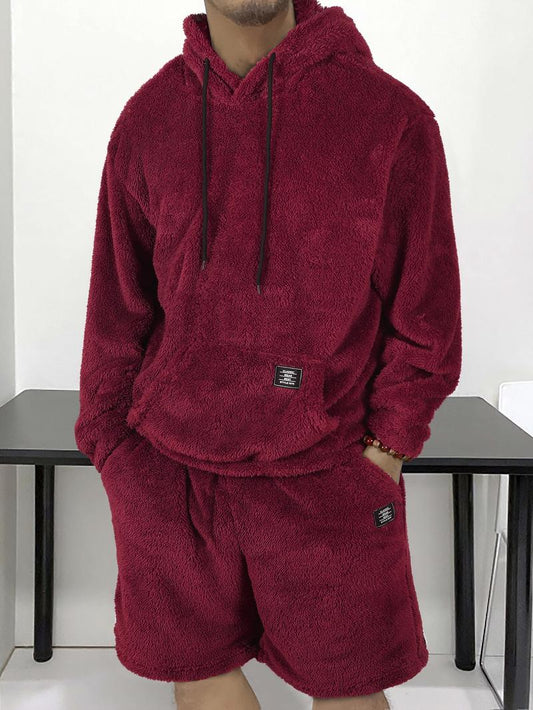 KZZ Men's Hooded Sweatshirt Shorts Set, Very Worthwhile Hoodie Top Pants Two-Piece Suit