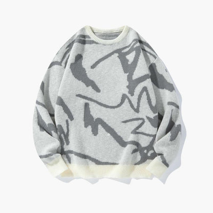 KZZ Men's Knitted Long Sleeve Sweater Crew Neck Graphic Casual Regular Fit Jumper