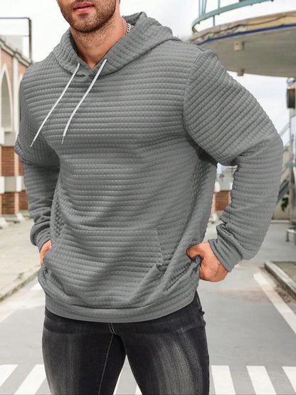 KZZ Men's Casual Plaid Drawstring Hoodie