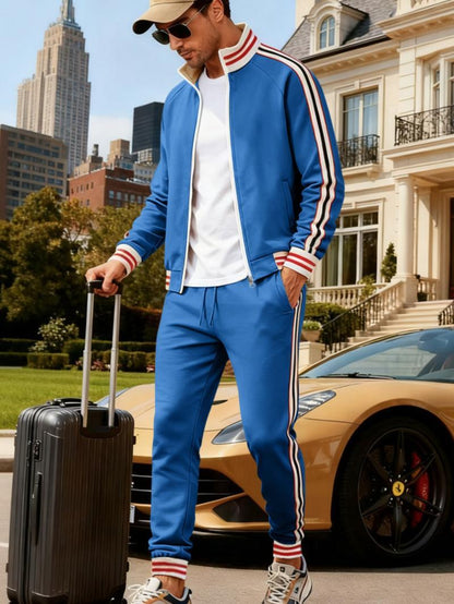 KZZ Men's Fall Fashion Set - Lightweight Loose-Fit Casual Stand Collar Sportswear