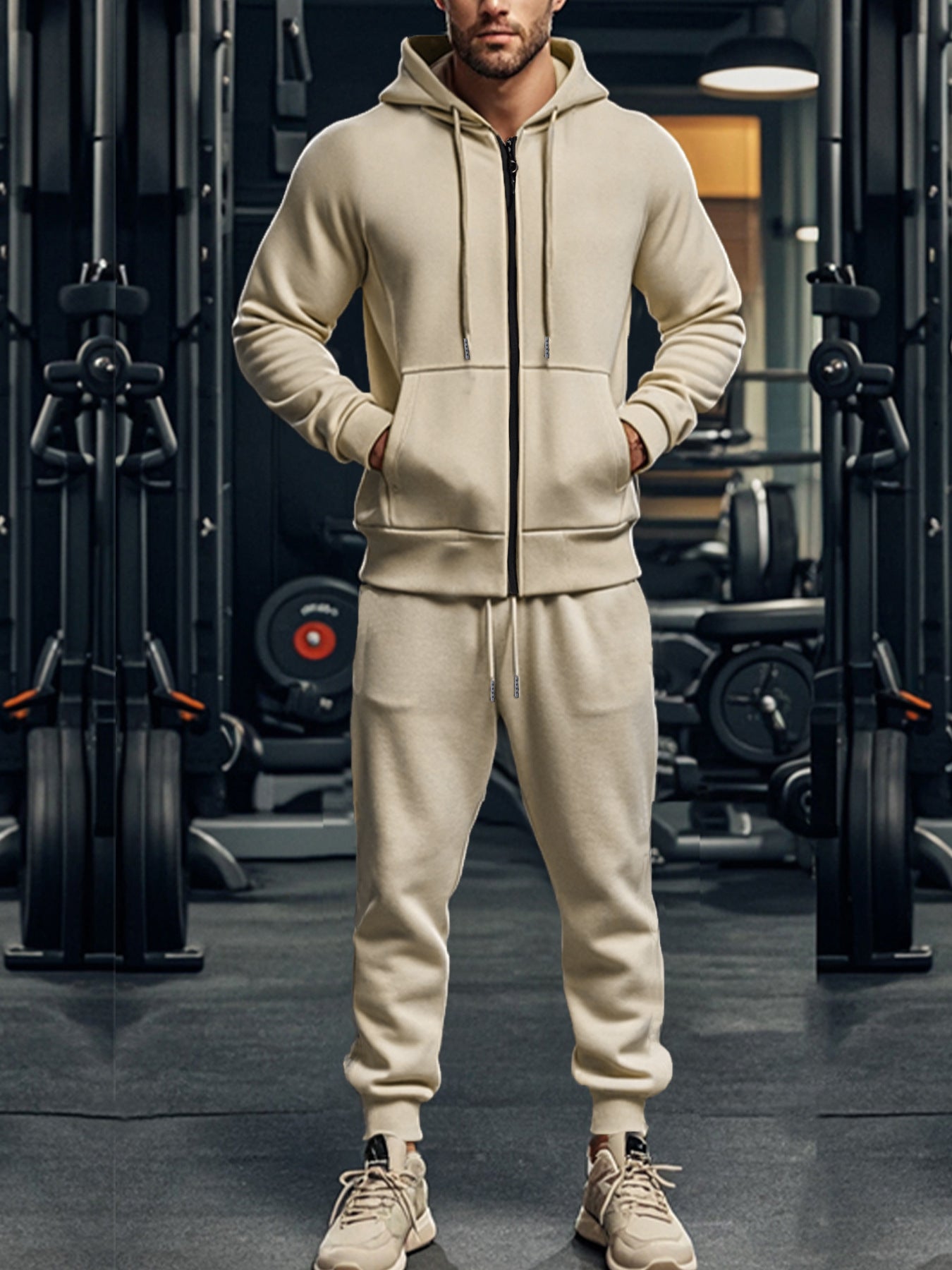 KZZ Men’s Fleece Zip Hoodie & Jogger Sets