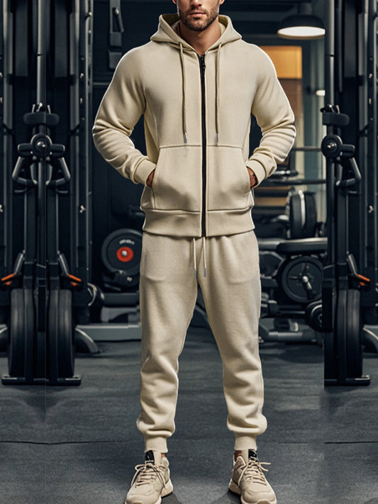 KZZ Men’s Fleece Zip Hoodie & Jogger Sets