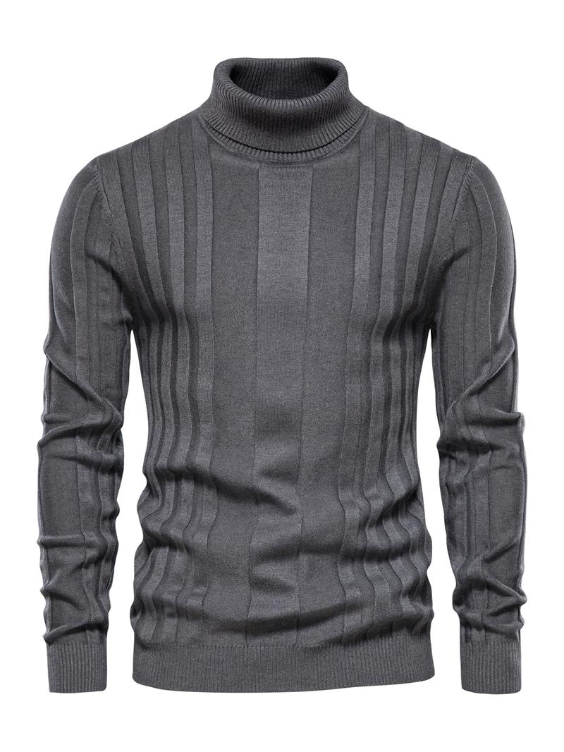 KZZ Men's Solid Turtleneck Sweater,Men's Knitwear for Daily Wear