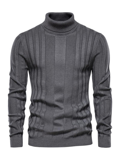 KZZ Men's Solid Turtleneck Sweater,Men's Knitwear for Daily Wear