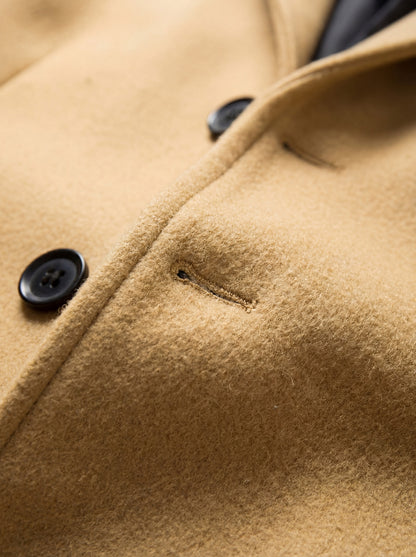 KZZ Men's Solid Button Front Lapel Neck Midi Coat Wear