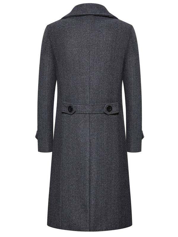 KZZ Men's Solid Color Trench Coat Double Button Windproof Jacket