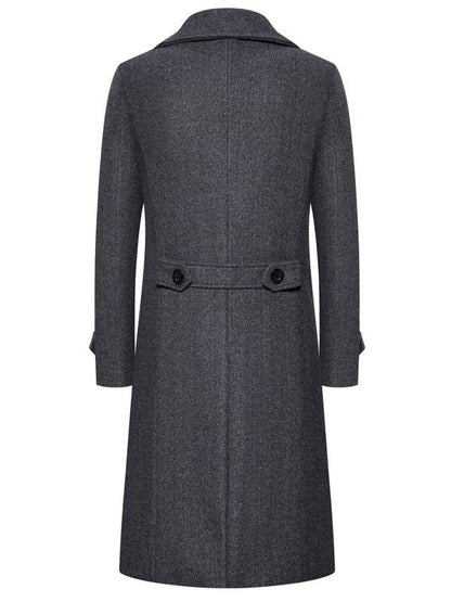 KZZ Men's Solid Color Trench Coat Double Button Windproof Jacket