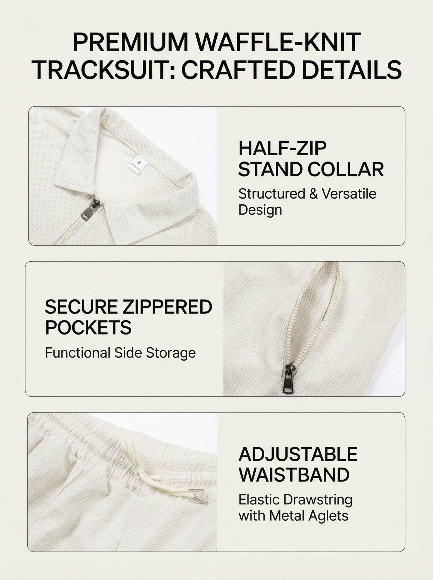 KZZ Sporty Two-piece Set Men's Plain Zip Up Jacket & Drawstring Waist Pants Tracksuit Set