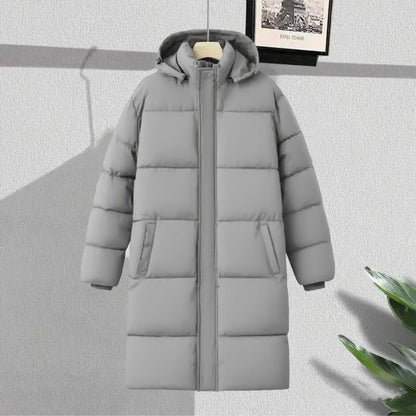 KZZ Men's Solid Color Pocket Zipper Hooded Coat