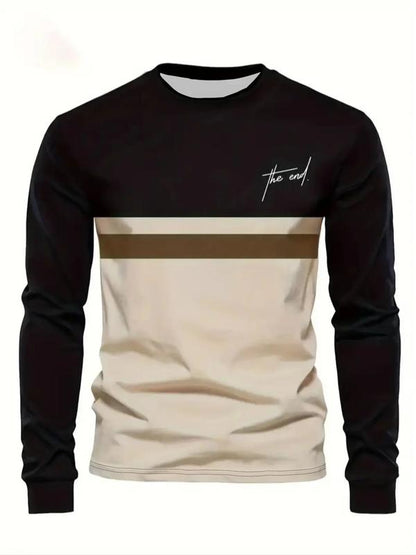 KZZ Men's Casual Long Sleeve Round Neck T-Shirt