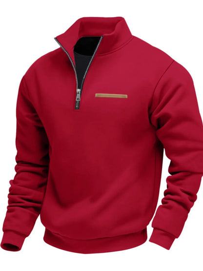 KZZ Men's Solid Half Zip Up Sweatshirt Loose Casual Long Sleeve