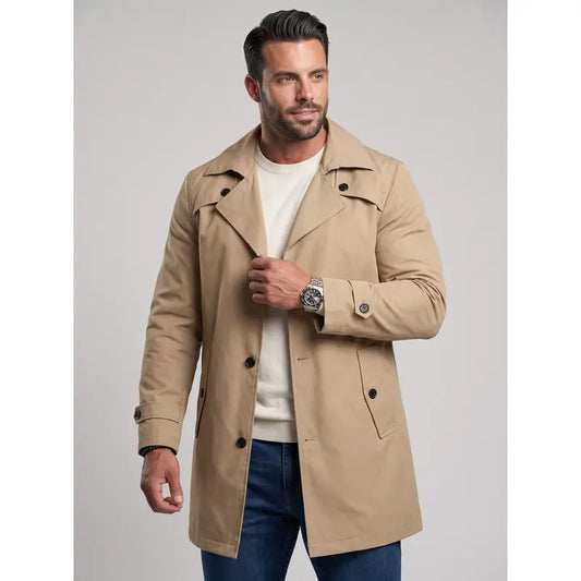 KZZ Men’s Classic Lapel Trench Coat