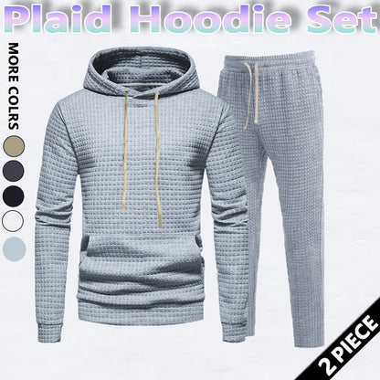 KZZ Men's Drawstring Up Hoodie & Joggers French Terry Set