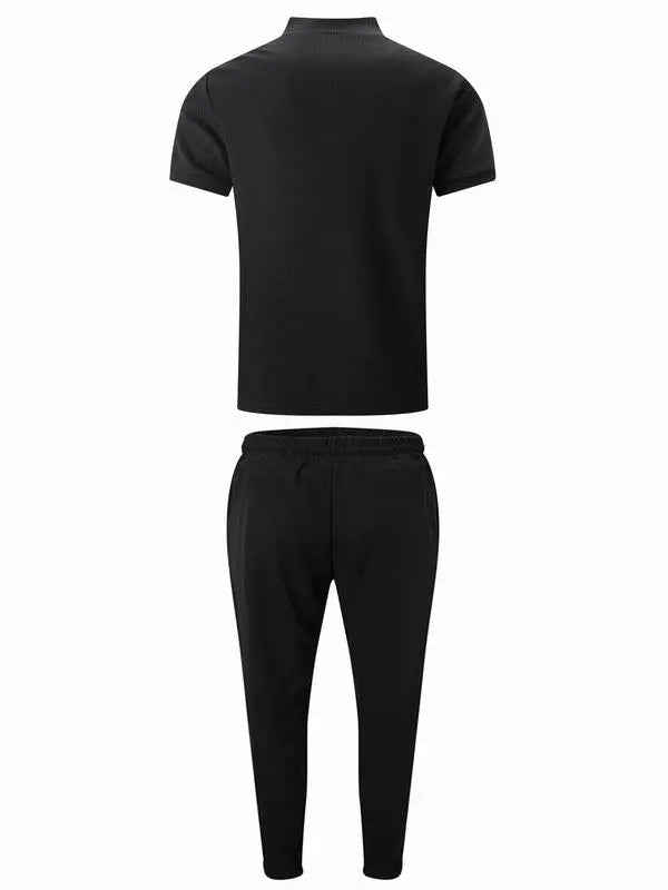 KZZ Men's solid color half-zip jacket suit
