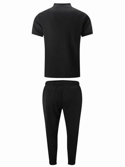 KZZ Men's solid color half-zip jacket suit