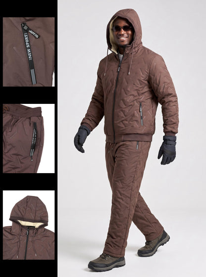 KZZ Men's Quilted Hooded Thermal Set