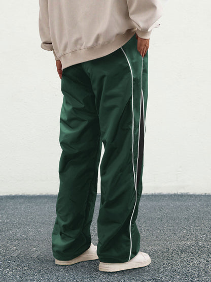 KZZ Men's Letter Patchwork Side Stripe Drawstring Waist Pants