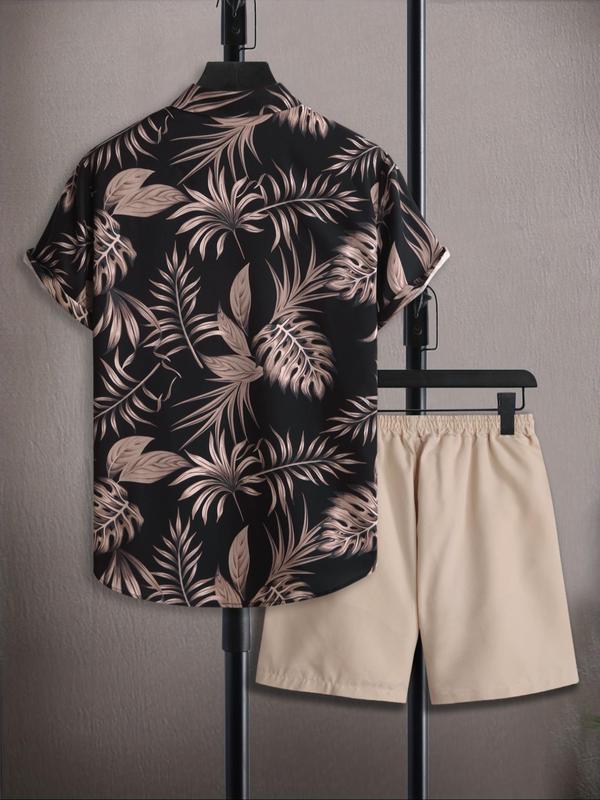 KZZ Men's Solid Drawstring Pocket Shorts Set