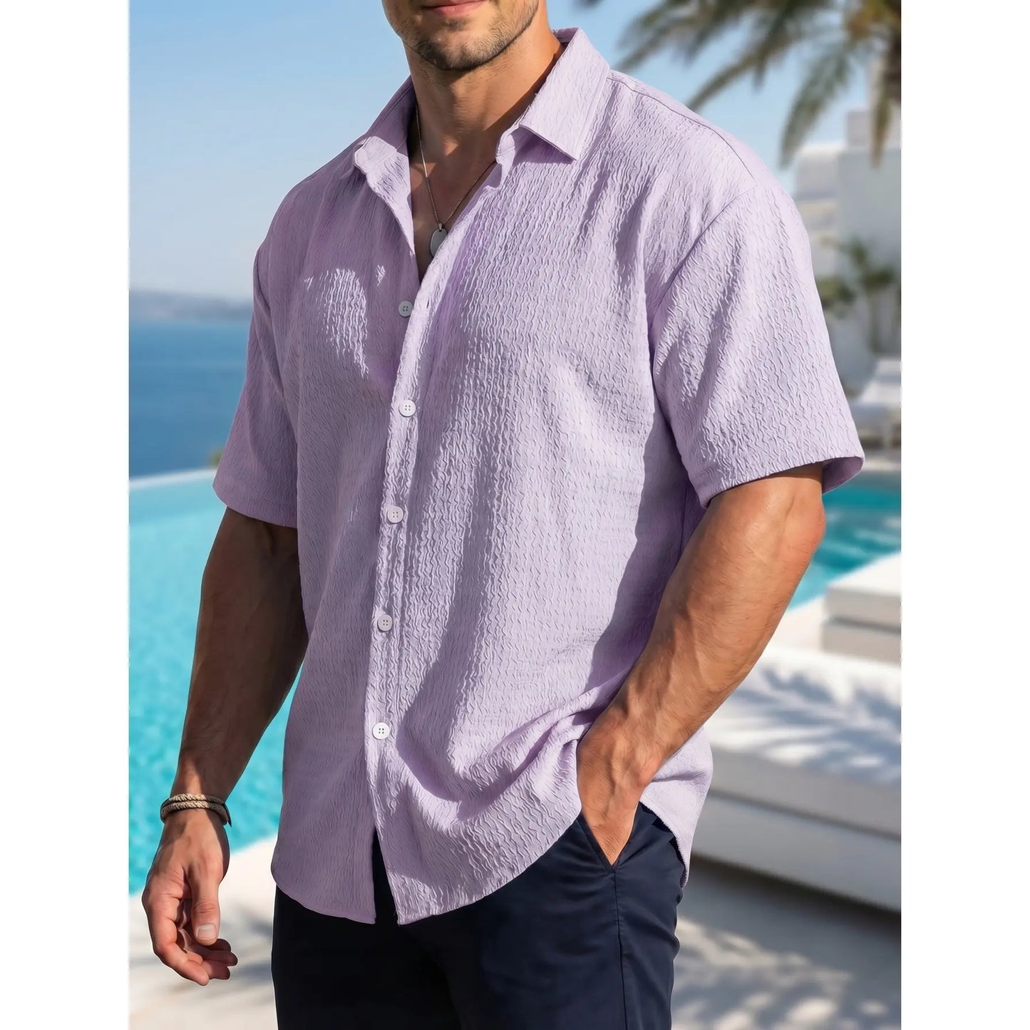 KZZ Men's New Summer Short-Sleeve Shirt