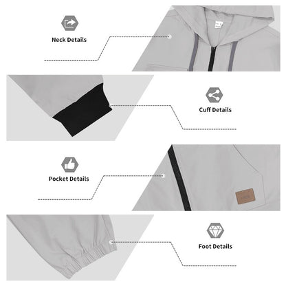 KZZ Men's Hooded Workwear Casual Street Style Jumpsuit