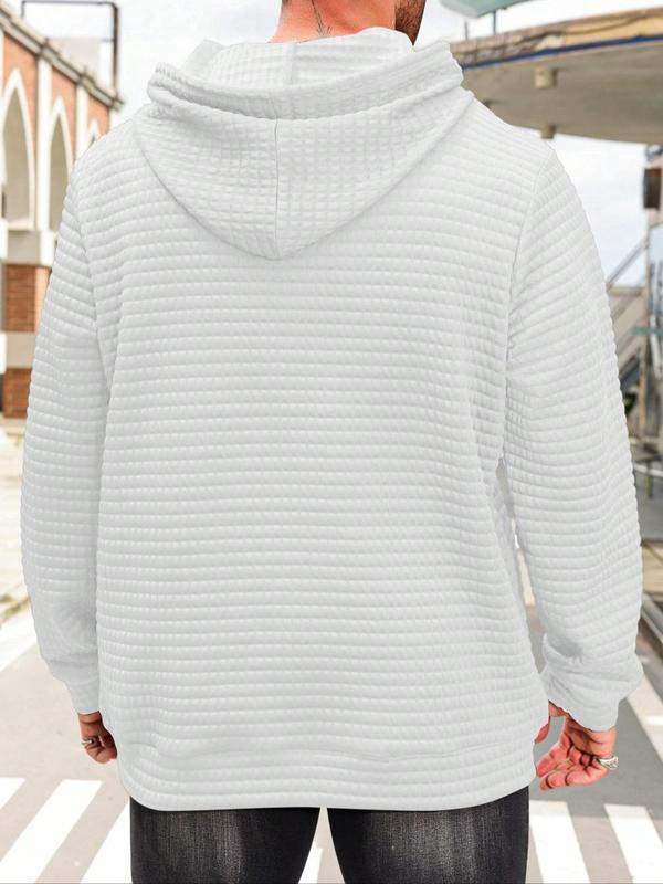 KZZ Men's Casual Plaid Drawstring Hoodie