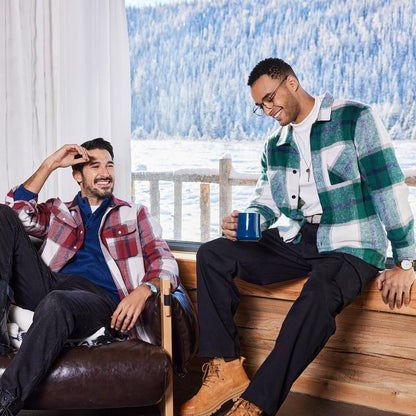 KZZ Fall Outfits Classic Menswear Flannel Shirts Casual