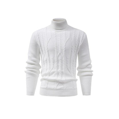 KZZ Men's Textured Drop Shoulder Turtle Neck Sweater Long Sleeve Knitwear