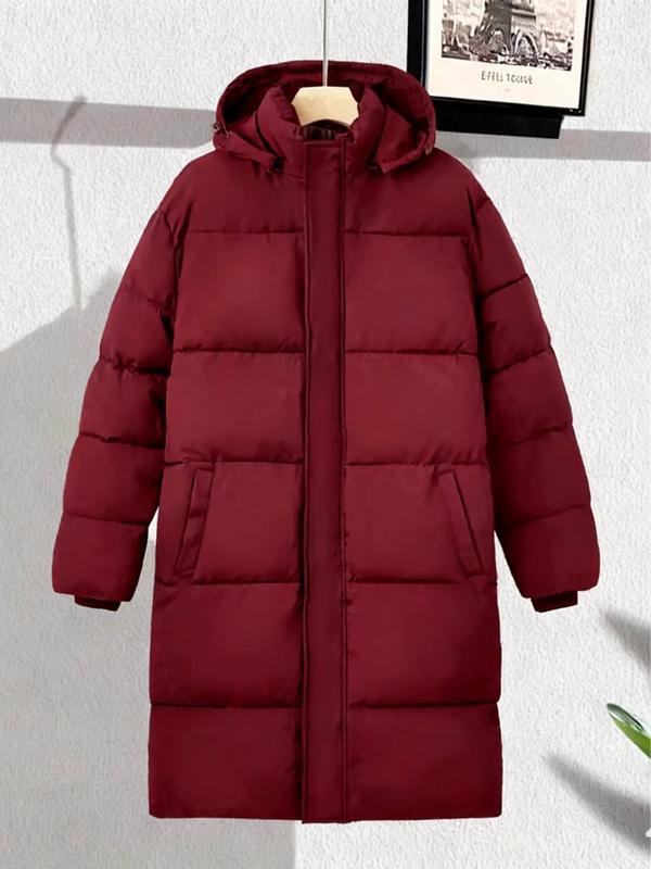 KZZ Men's Solid Color Pocket Zipper Hooded Coat